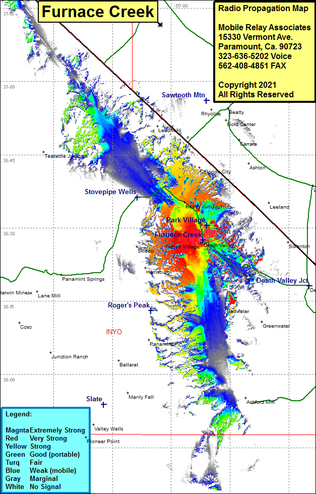 heat map radio coverage Furnace Creek